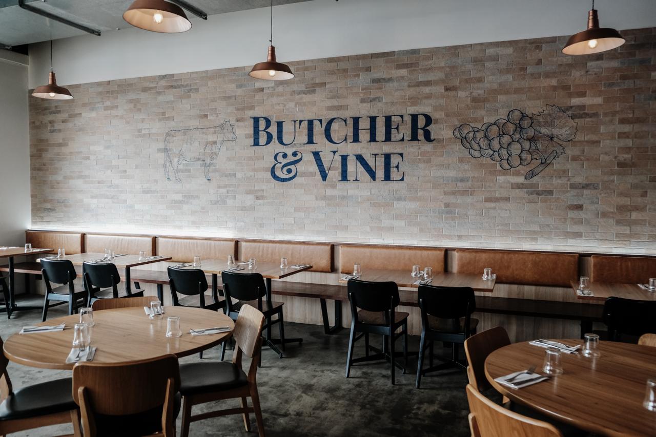 Restaurant interior at Butcher & Vine