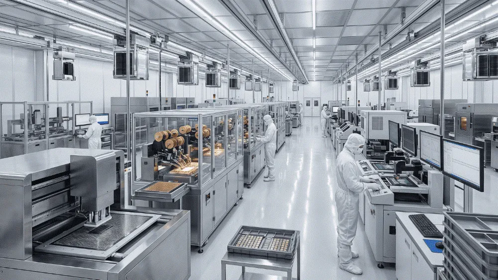 A factory filled with lots of machines and workers.