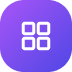 App grid icon with four white rounded squares on a purple rounded square background.