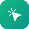White cursor arrow icon with three accent lines on a rounded green square background.