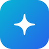 White sparkle or star icon centered on a blue gradient rounded square background.