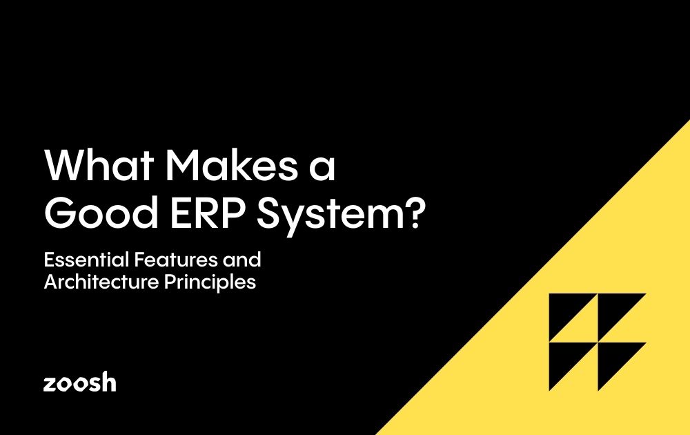 Cover image for an article about what makes a good ERP system, highlighting essential features and modern architecture principles