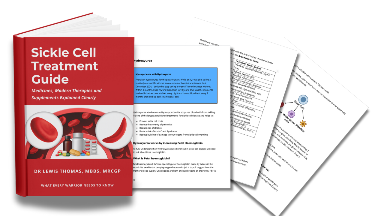Sickle Cell Treatment Guide book showing medicines, modern therapies and supplements explained clearly