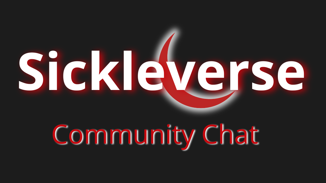 Sickleverse brand logo above the text community chat