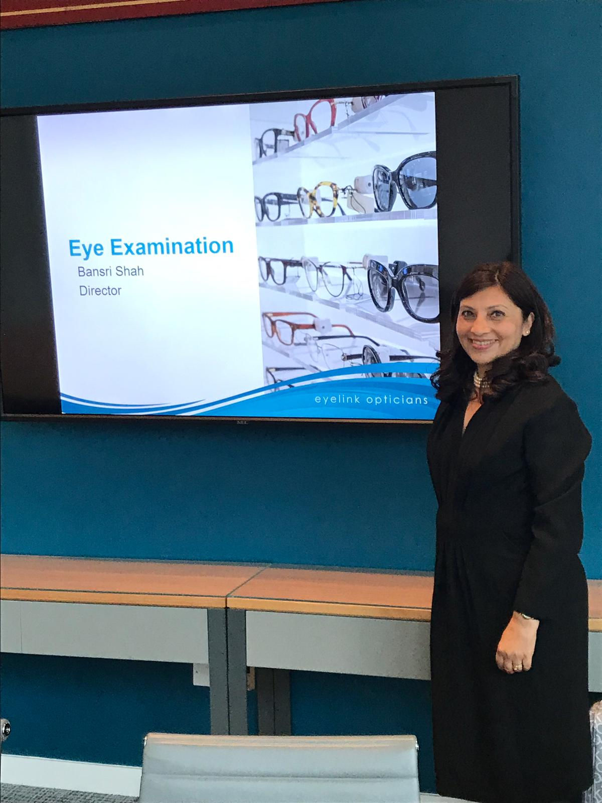 Bansri Shah FBDO MFDO , Director at Eye Link Opticians presenting about Eye Examination