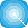 White magnifying glass over concentric blue circles resembling a radar or target screen.
