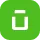 White letter U with a macron above on a green square background.