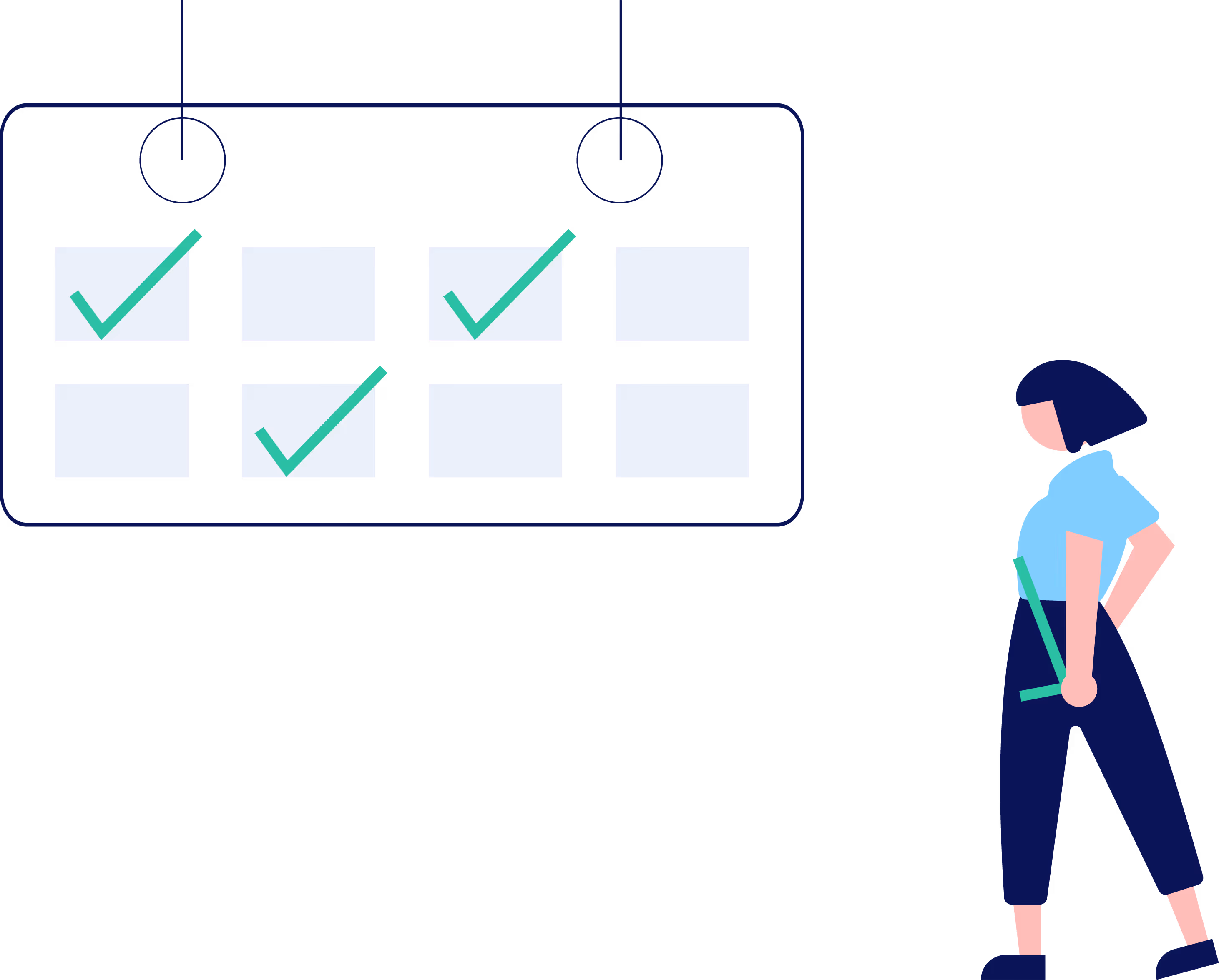 Illustration d'une soignante en train d'inscrire ses disponibilités dans l'application Hublo, afin de recevoir des offres de missions de remplacement sur l'application hublo.