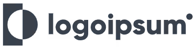 Logo consisting of a dark gray circle partially enclosed by a rectangle on the left and the text 'logoipsum' with a registered trademark symbol on the right.