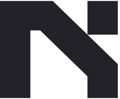 Minimalist black geometric logo with connected diagonal and vertical lines forming an abstract shape.