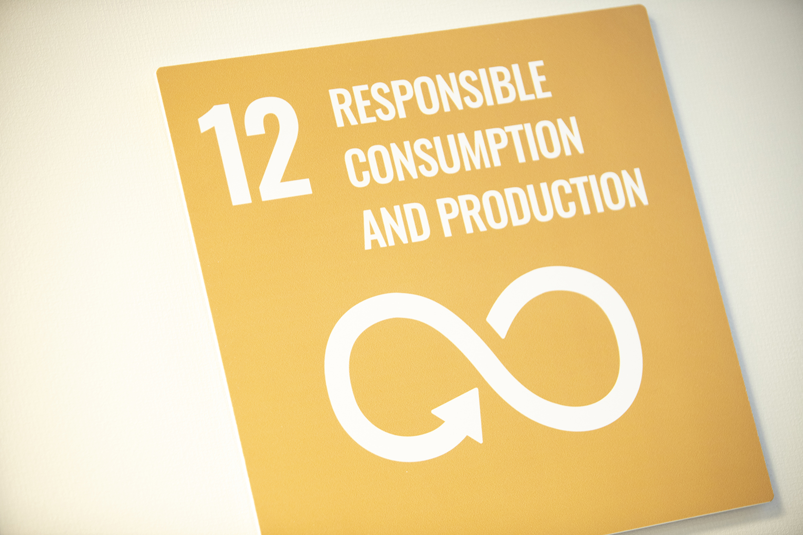 Verdensmål nr. 12 med ordene responsible consumption and production
