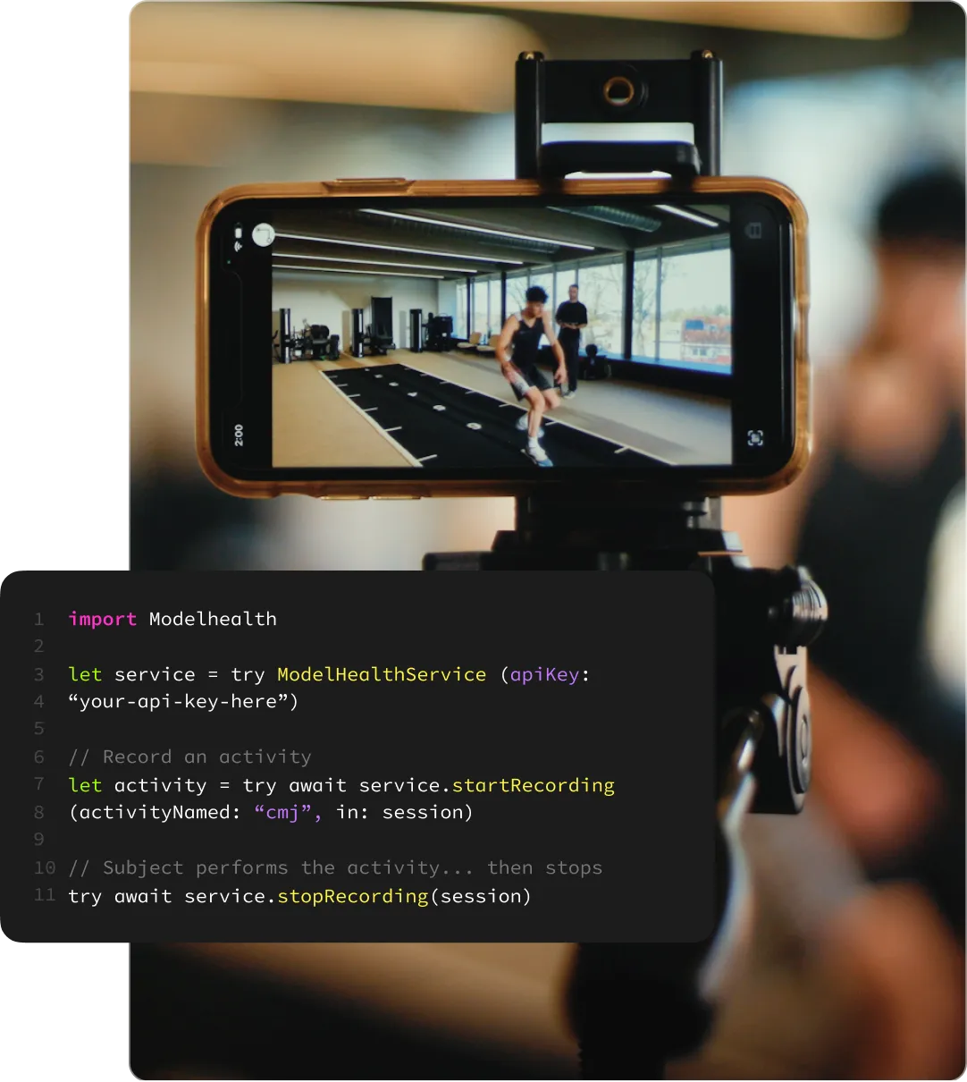 Step 1: Recording movement using the Model Health iOS app on a smartphone