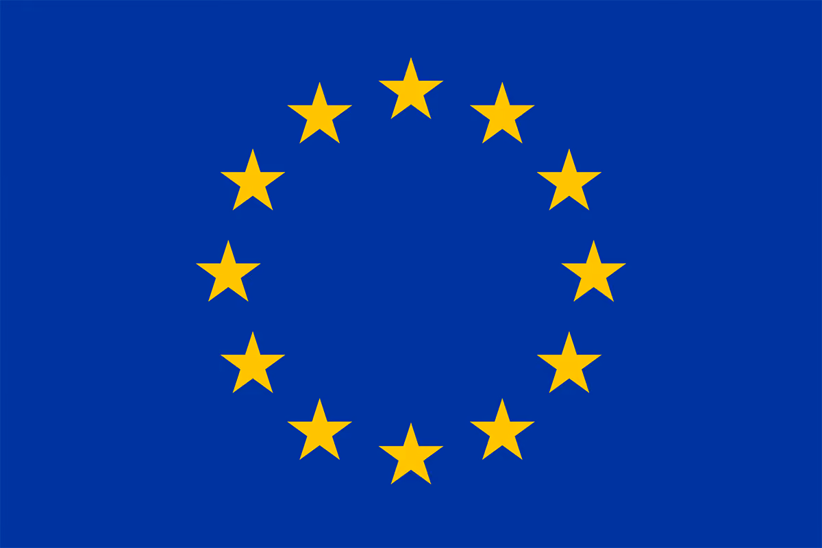European Union flag: a circle of twelve yellow stars on a blue background.