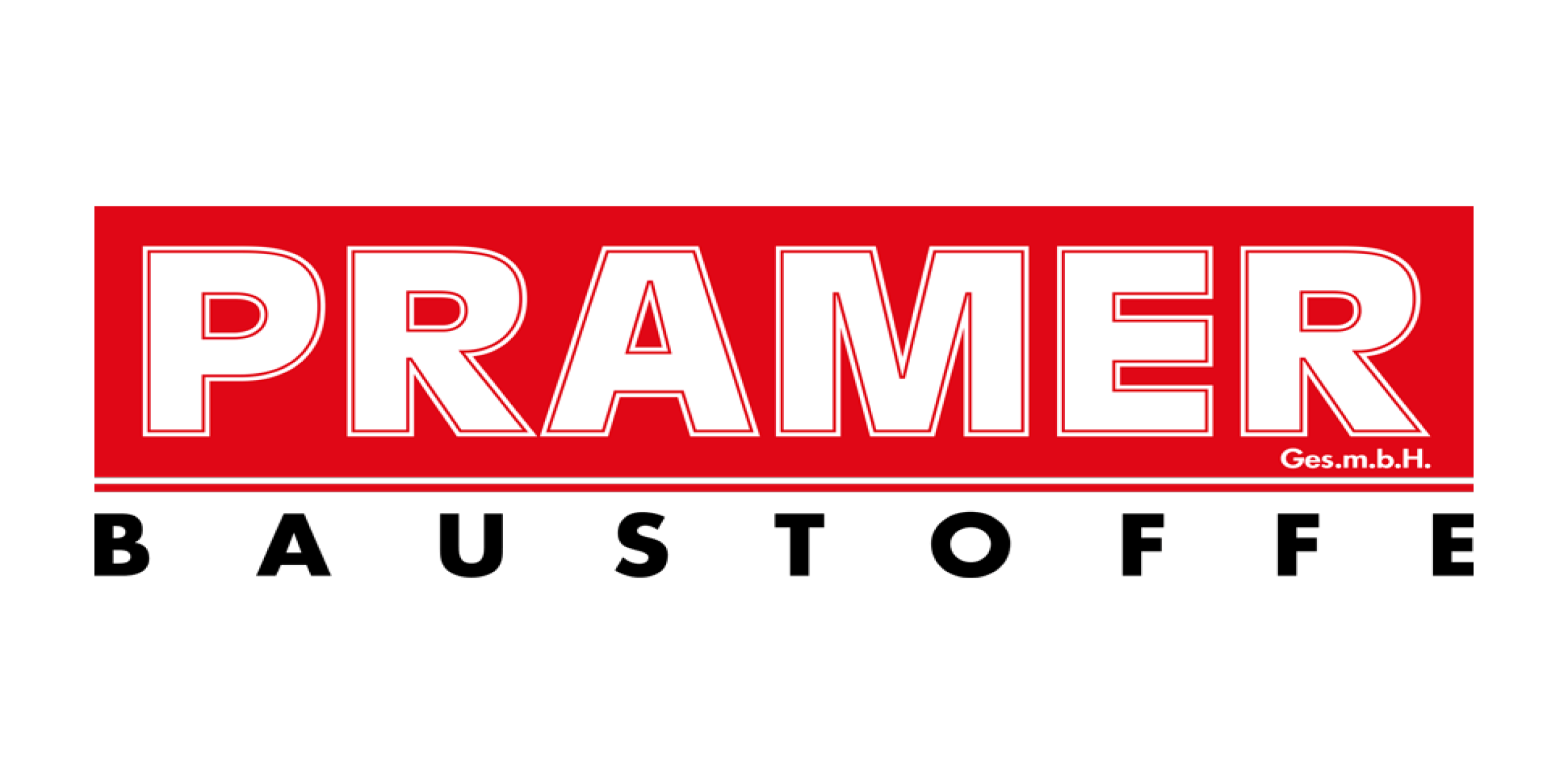 Logo von PRAMER Ges.m.b.H. in weißer Schrift auf rotem Hintergrund.