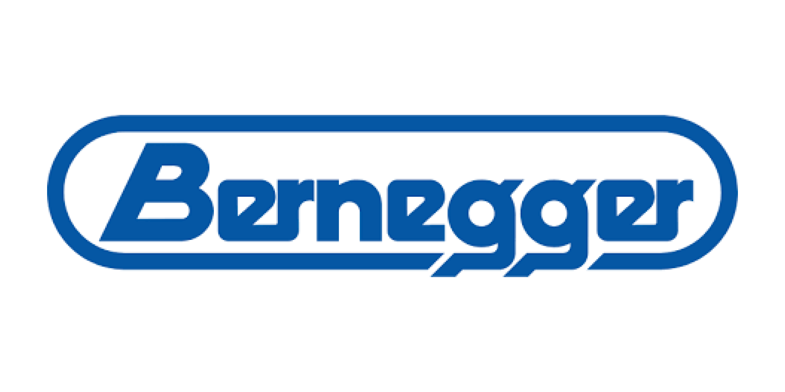 Bernegger Firmenlogo in blauer Schrift mit einer stilisierten Umrandung.