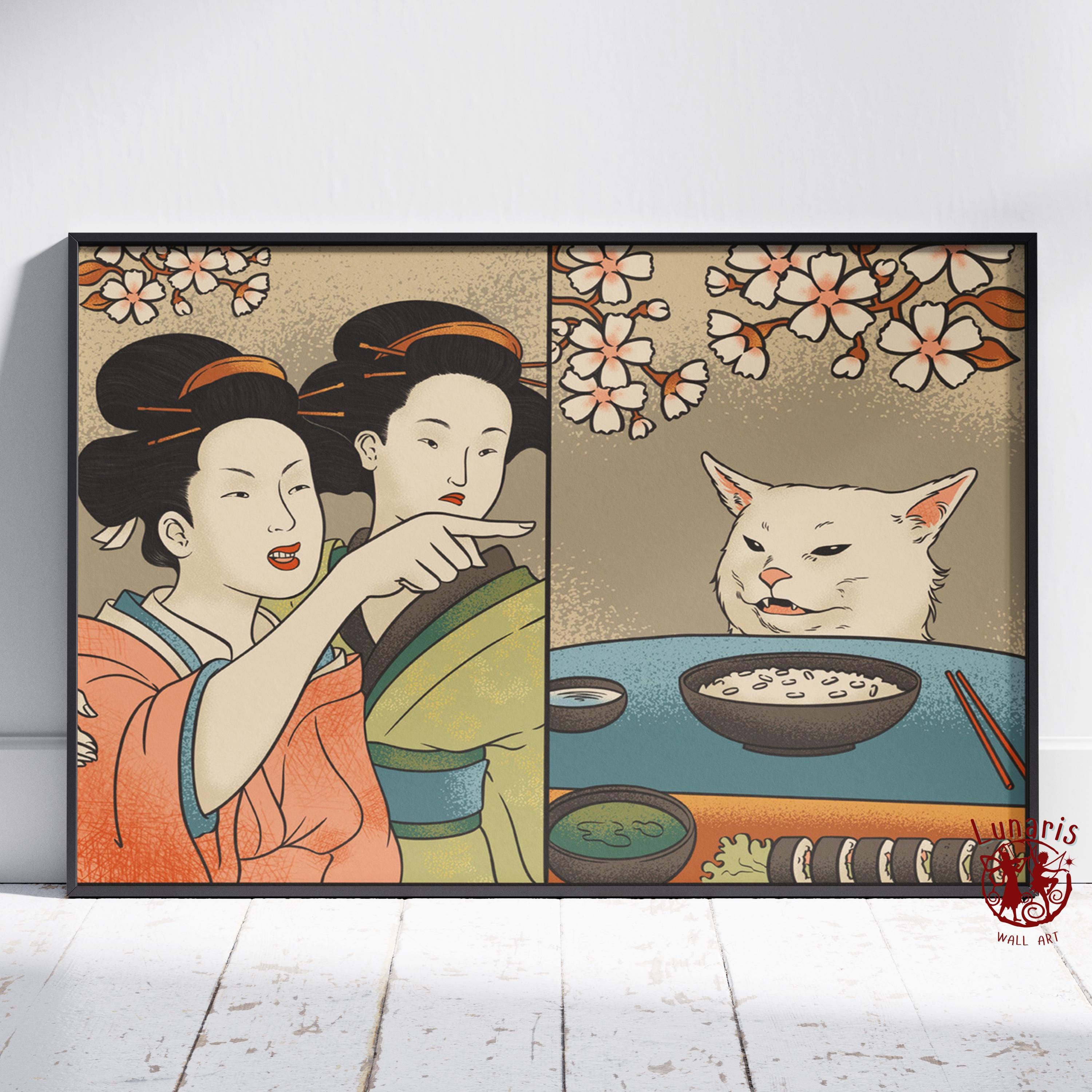 Woman Yelling at a Cat Poster | Japanese Meme Wall Art | Unframed Canvas  Print | Gift Cat Lover Poster - Etsy Australia