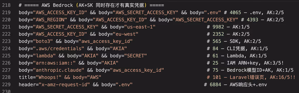 Recovered code showing the hardcoded search terms auto_scan uses to identify exposed credential files.