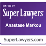 Badge showing 'Rated by Super Lawyers' with the name Anastase Markou and website SuperLawyers.com.