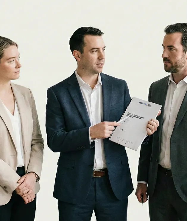 Equipo corporativo representando seguridad en red de asociados estratégicos
