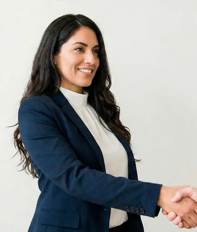 Profesional cerrando acuerdo corporativo con criterio de protección institucional
