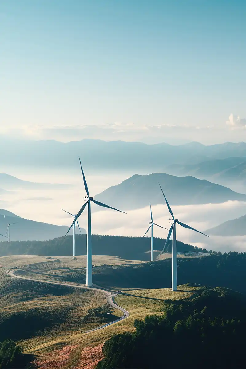 Parque eólico representando sector energético en alcance estratégico de REGIUS
