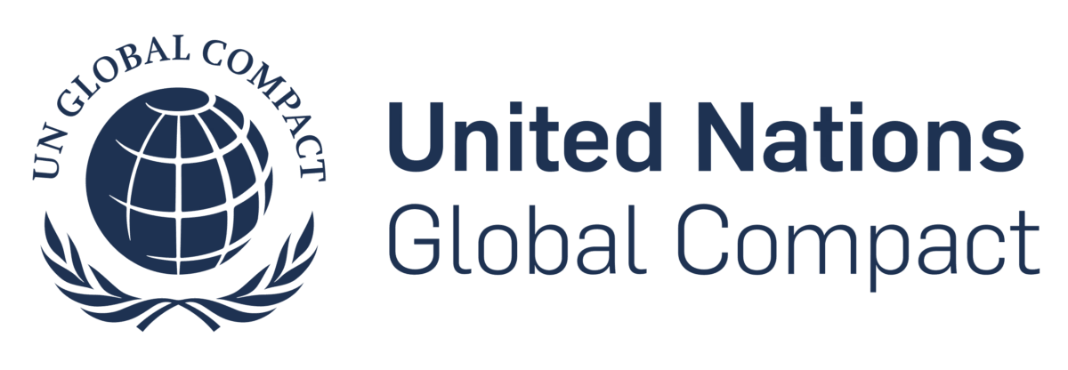 Logo azul del Pacto Mundial de Naciones Unidas compromiso institucional

