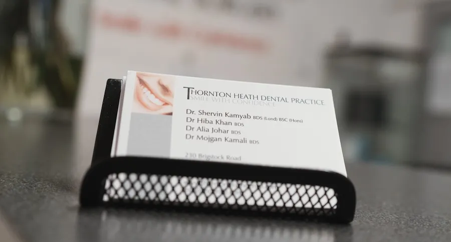 Business card for Thornton Dental & Implant Centre