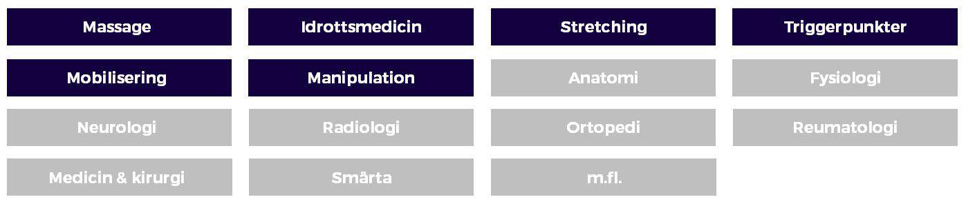 Naprapatprogrammet ämnen