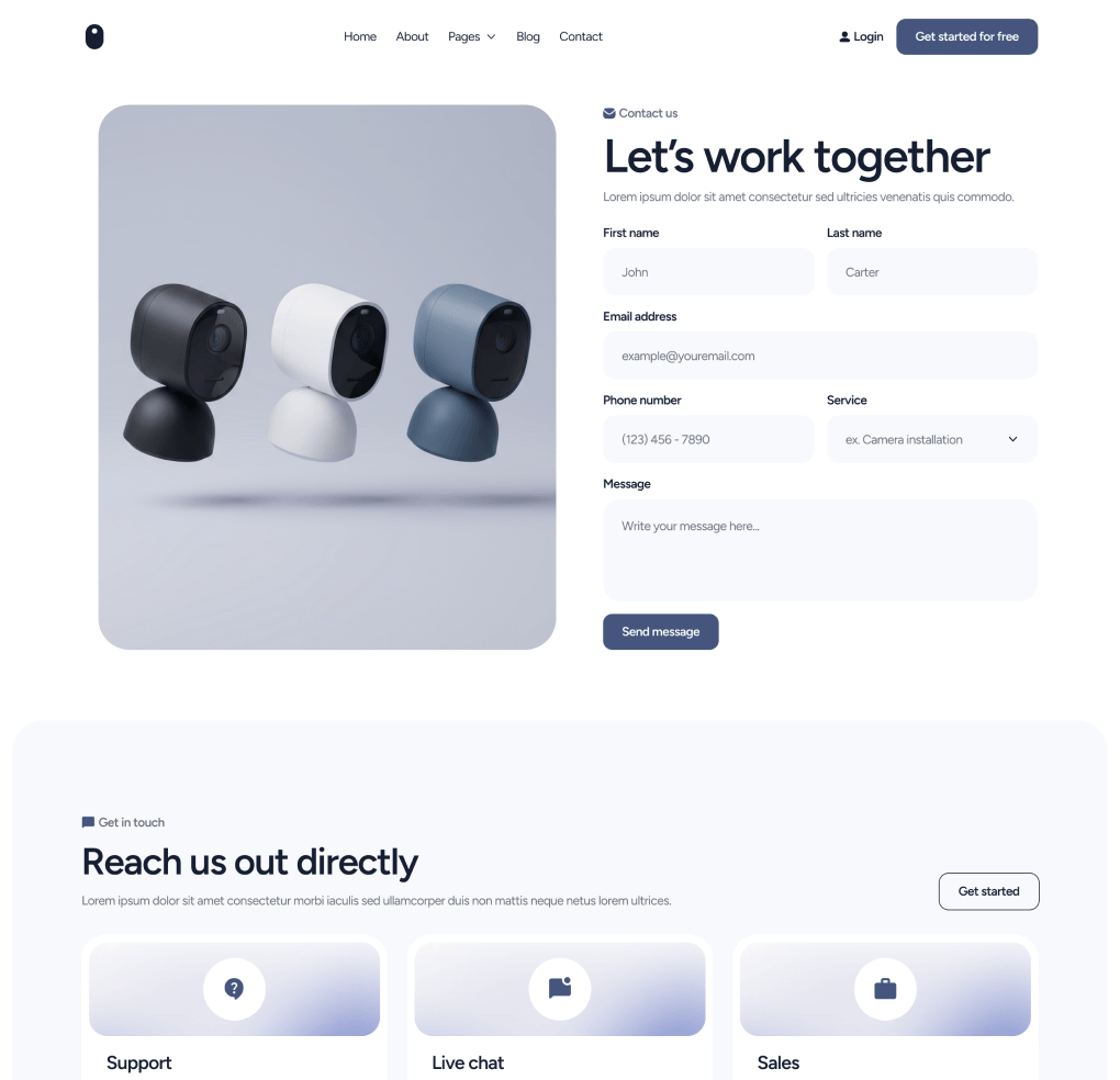 Contact V1 Page - VisionIO - Webflow Templates | BRIX Templates