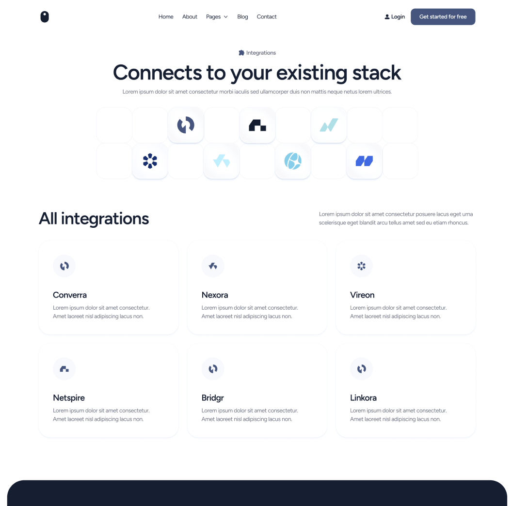 Integrations Page - VisionIO - Webflow Templates | BRIX Templates