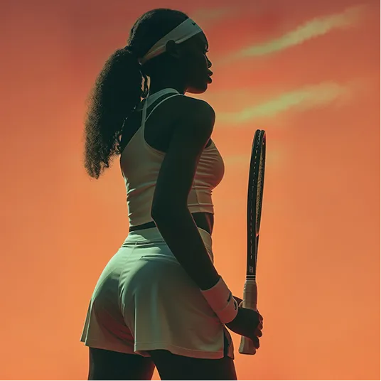 Female athlete in activewear showcasing movement and strength