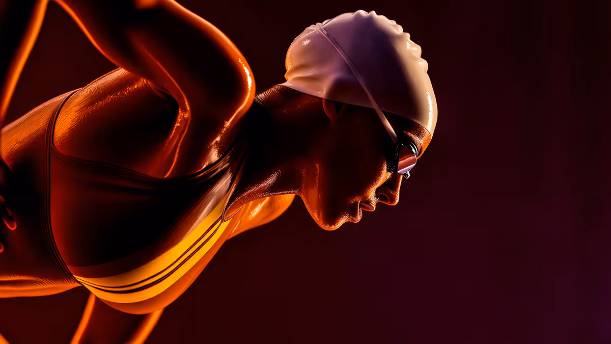 Female athlete in activewear showcasing movement and strength