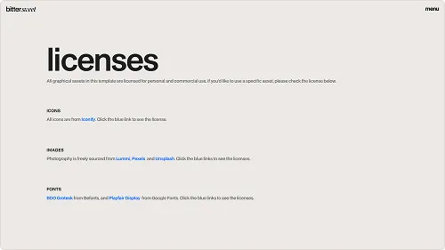 Template page screenshot