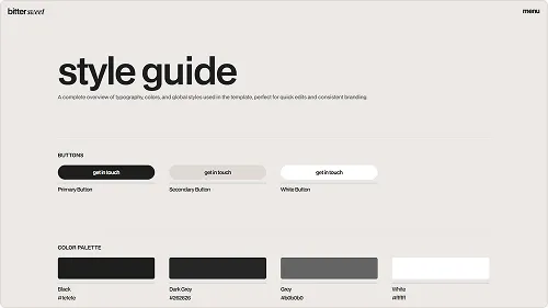 Template page screenshot