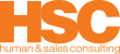 White stylized letters HSC on an orange background.