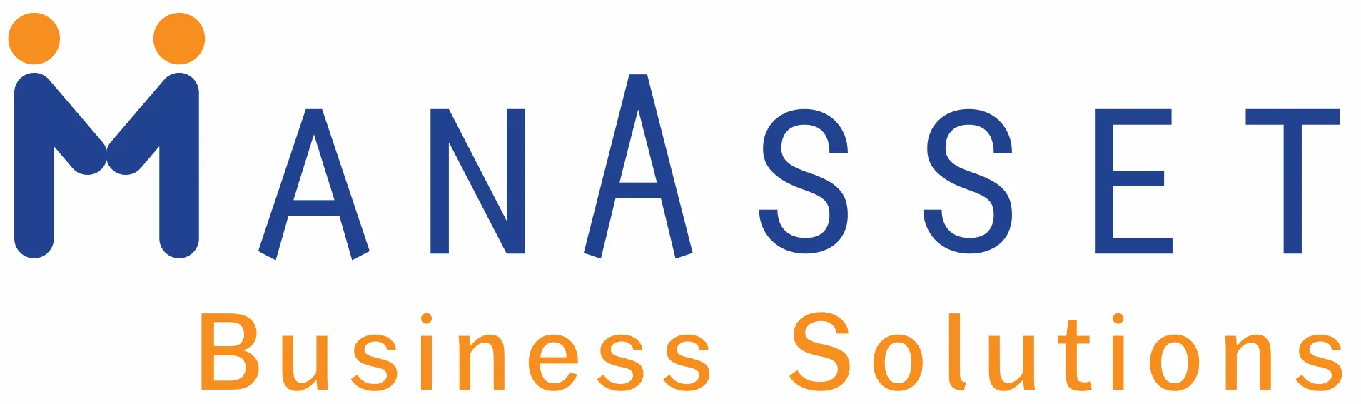 Logo with two orange dots and blue shapes forming M, followed by MANASSET Business Solutions text.