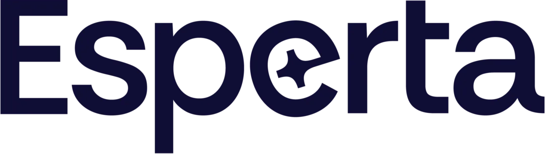 Esperta logo with a clock symbol in the letter e.