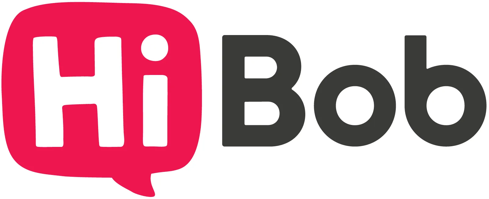 HiBob Firmenlogo mit weißem Hi in roter Sprechblase et schwarzem Bob-Schriftzug