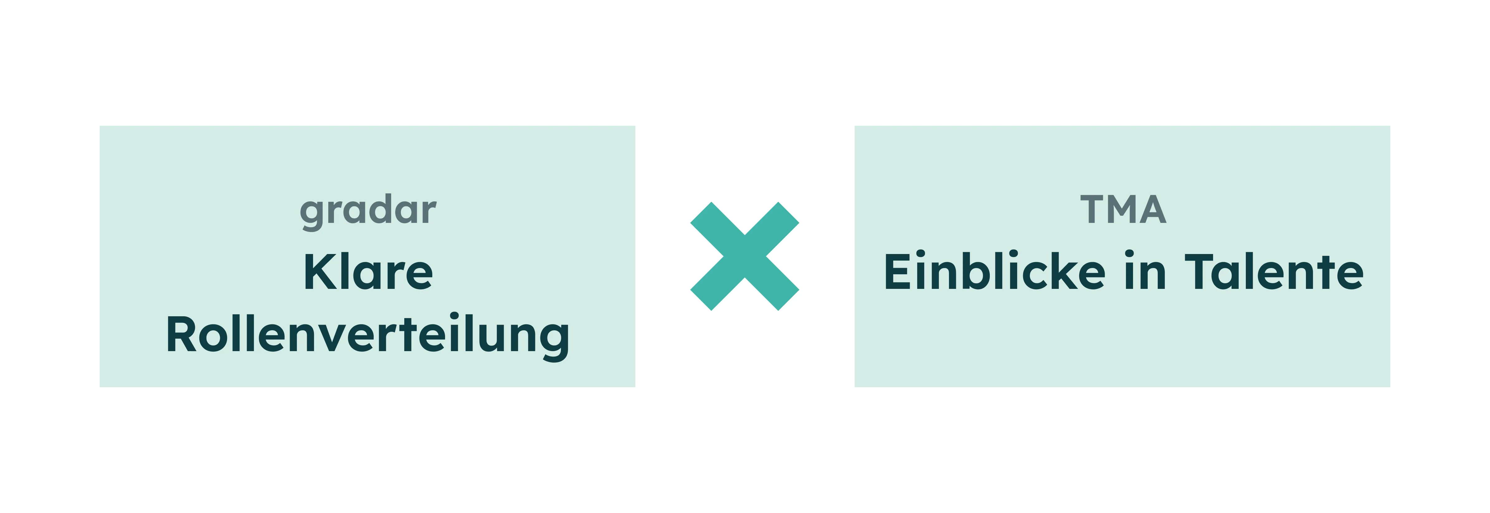 Boxen mit klarer Rollenverteilung und TMA-Einblicken in Talente, verbunden durch ein Multiplikationszeichen