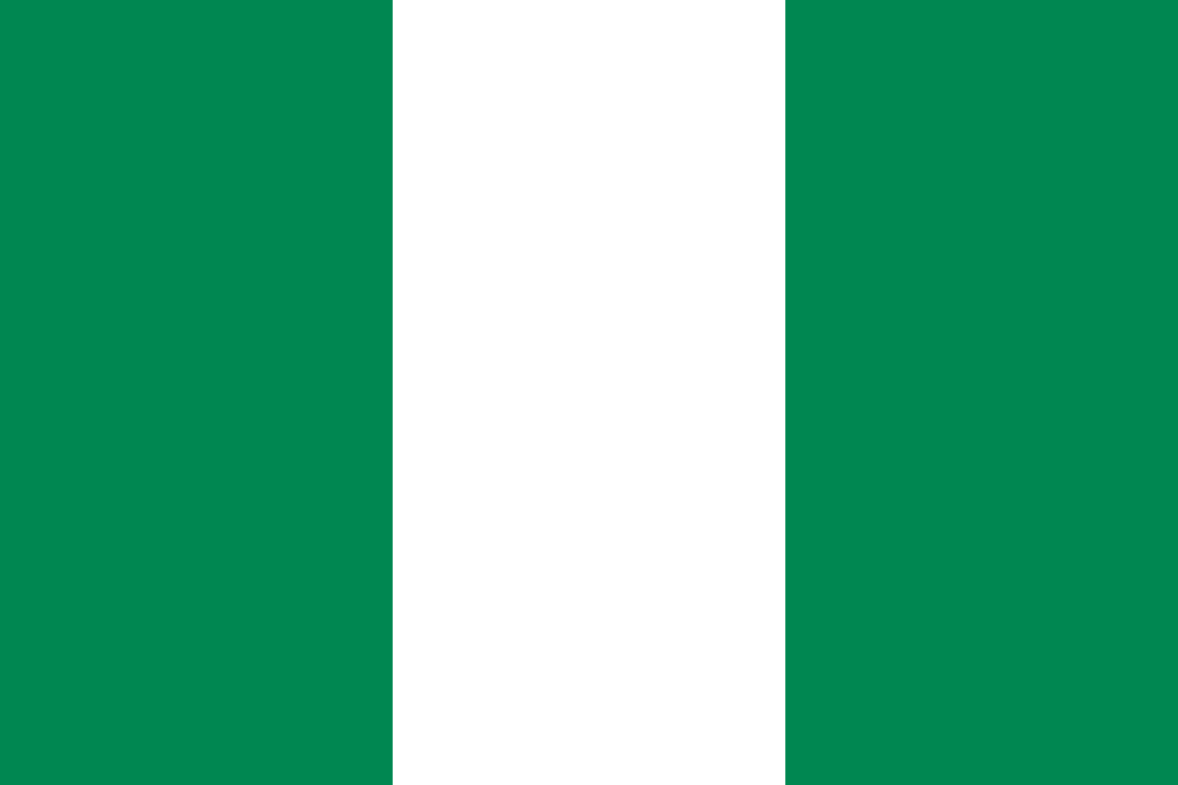The national flag of Nigeria with three vertical stripes of green, white, and green.