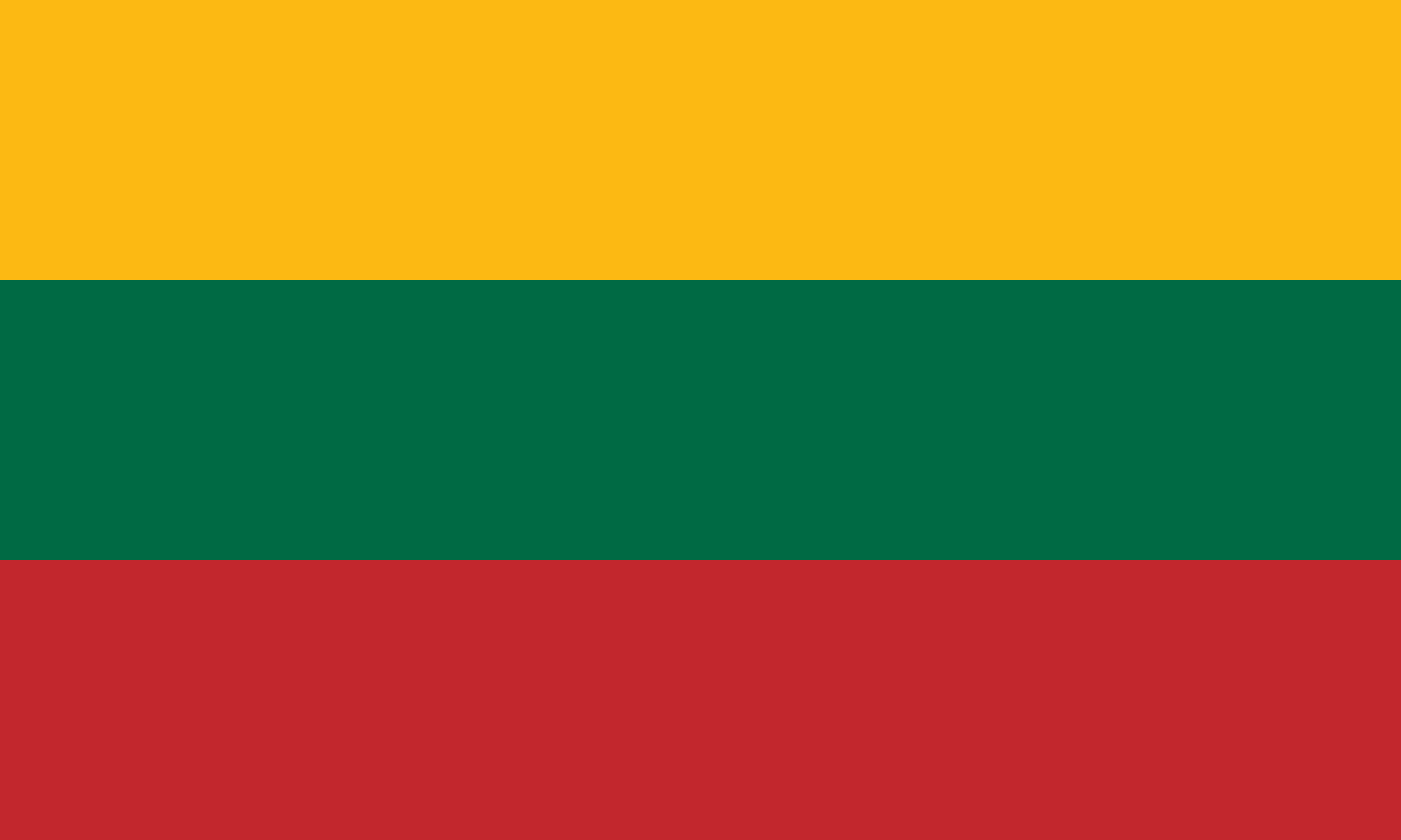 Flag with three horizontal stripes: yellow (top), green (middle), and red (bottom).