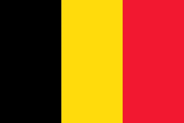 Drapeau tricolore vertical à rayures noires, jaunes et rouges représentant la Belgique.