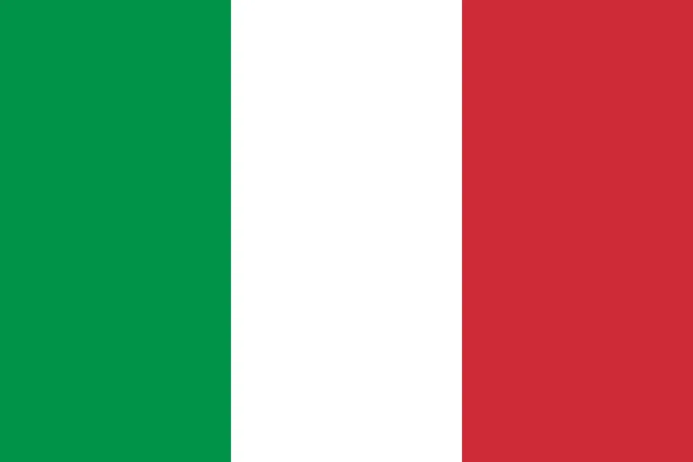 Drapeau de l'Italie avec des bandes verticales vertes, blanches et rouges.