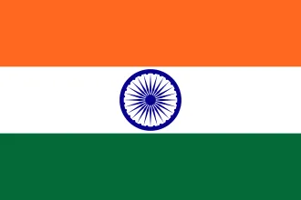 Drapeau de l'Inde avec des bandes horizontales orange, blanches et vertes et une roue d'Ashoka bleue (Chakra) au centre.