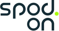 Spodon logo with stylized lowercase letters and a green dot