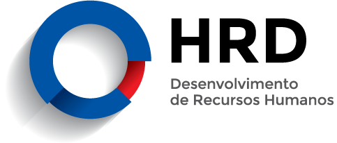 Logo with blue and red circular shapes next to the text 'Desenvolvimento de Recursos Humanos'.