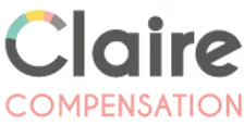 Logo de la société Claire Compensation avec texte en noir et corail.