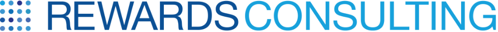 Rewards Consulting logo with blue text and dotted square symbol on the left