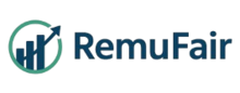 RemuFair logo with stylized blue and green rising bar chart inside a circle