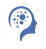 Blue silhouette of a human head with circles inside symbolizing thoughts or ideas.
